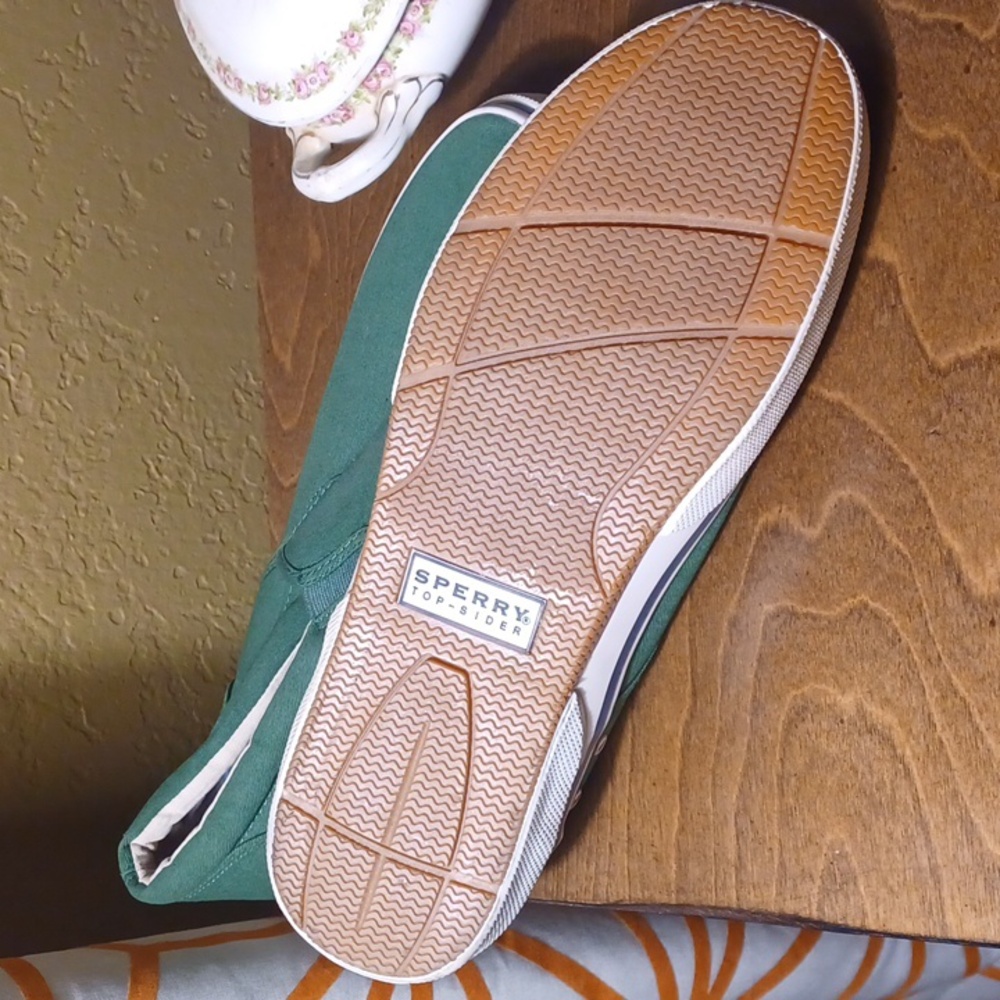 Mens green sperry slip on